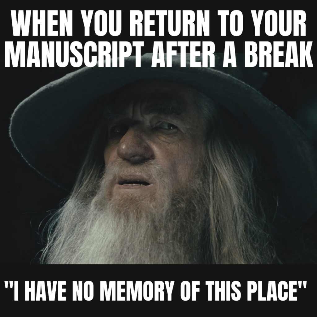 break from writing meme