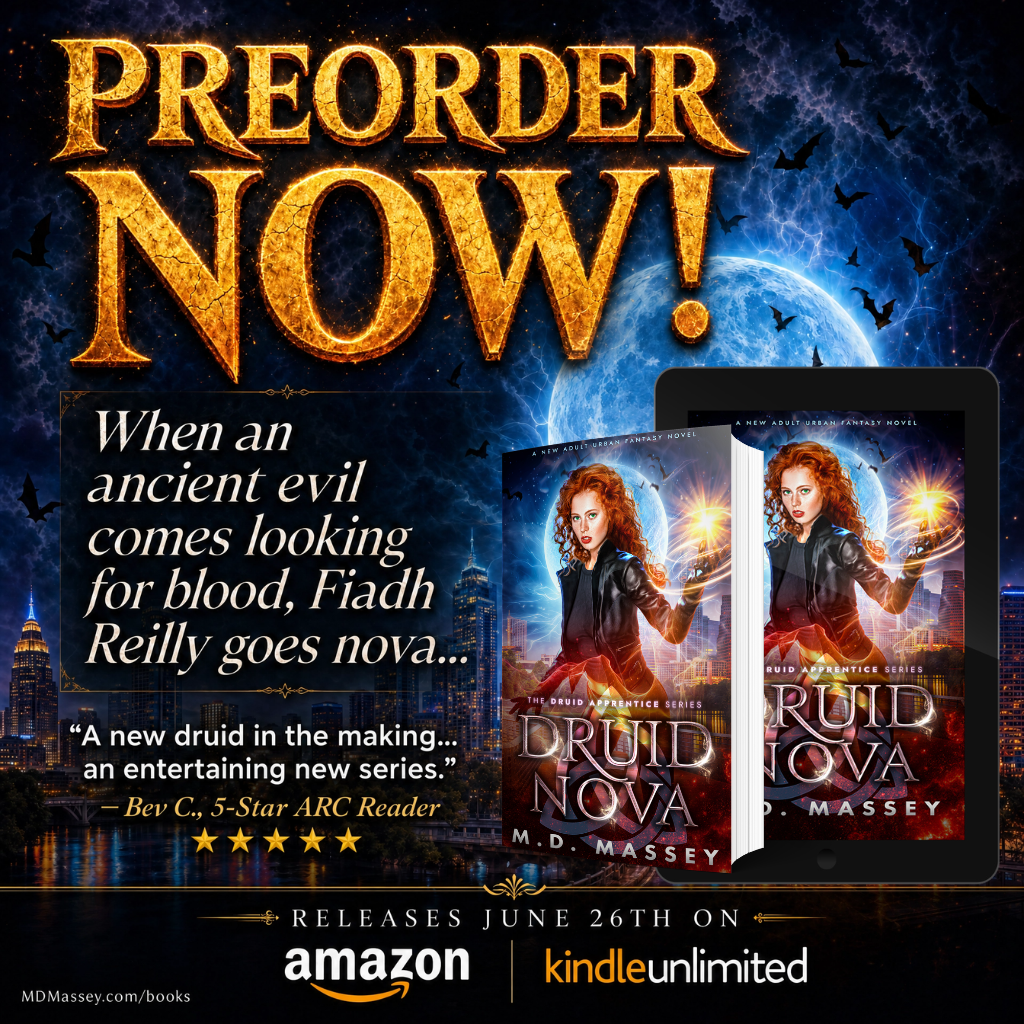 Preorder Druid Nova new adult urban fantasy novel promo image